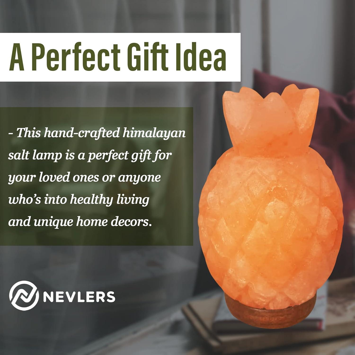 Nevlers Natural Himalayan Salt Lamp - Pineapple Shaped - Dimmer Cord - Pink - Traditional