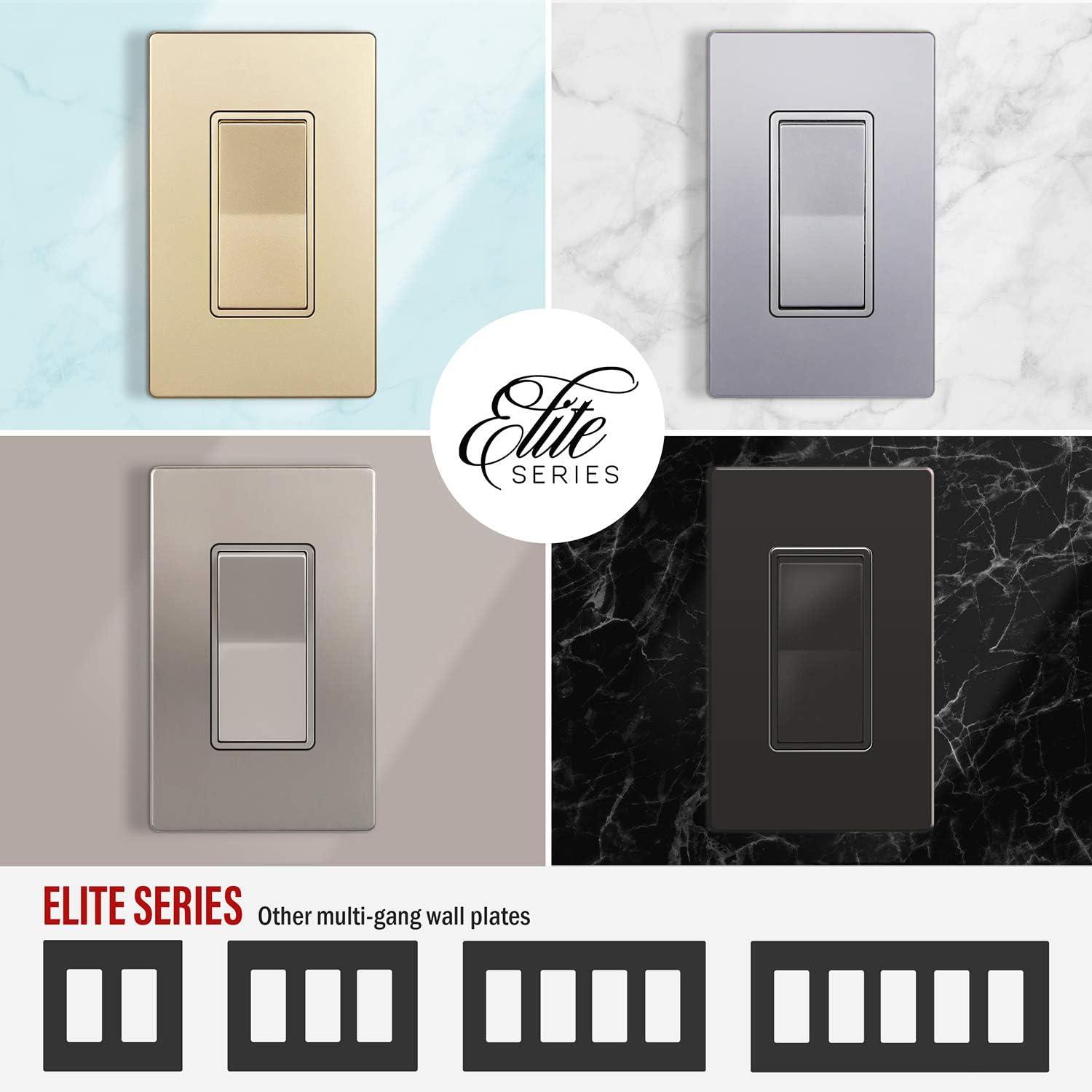 ENERLITES Elite Series Screwless Decorator Wall Plate Child Safe Outlet Cover, Gloss Finish, Size 4-Gang 4.68" H x 8.30" L, Unbreakable Polycarbonate Thermoplastic, SI8834-GD, Gold