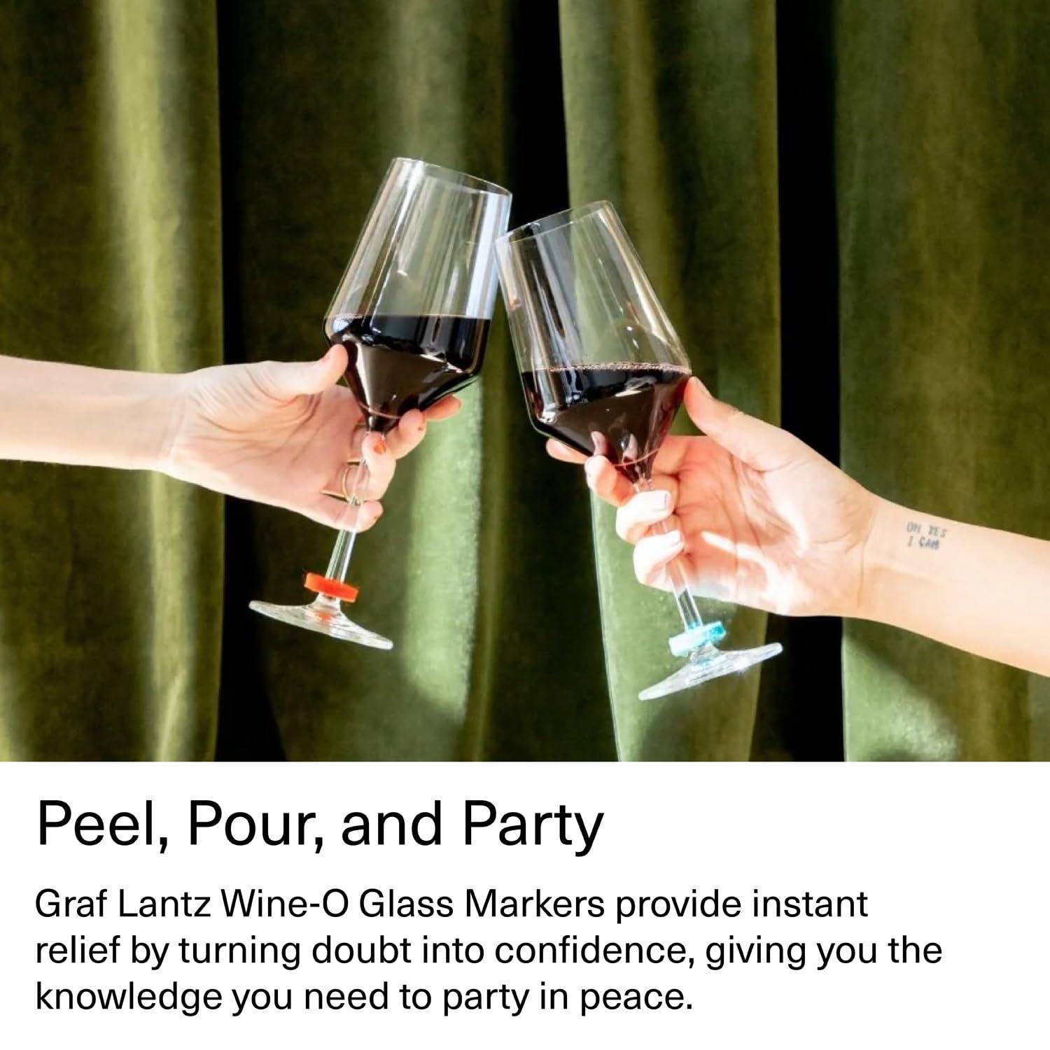 Graf Lantz - Wine-O's Merino Wool Wine Glass Charms (Midcentury) 12 Count - Drink Markers with Note Card - Reusable - 12 Colors - Boho Style - Home Decor, Party Favors & Vacation Essentials - 5mm Felt