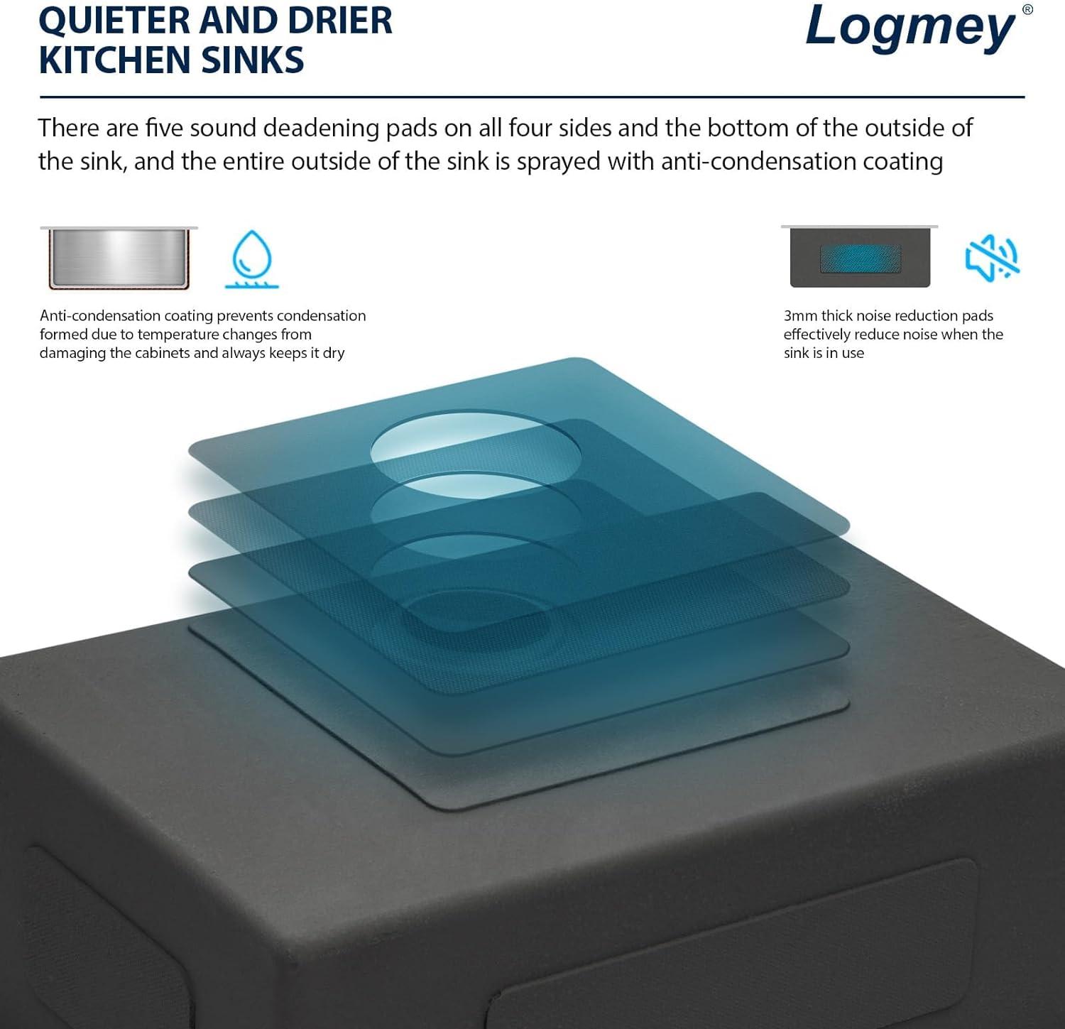 Logmey 25 Inch Drop In Kitchen Sink 25x22 In Handmade Stainless Steel Kitchen Sinks 16 Gauge Topmount Sink Single Bowl Round Corner Sink Bar Sink Prep 25x22x9 Inches