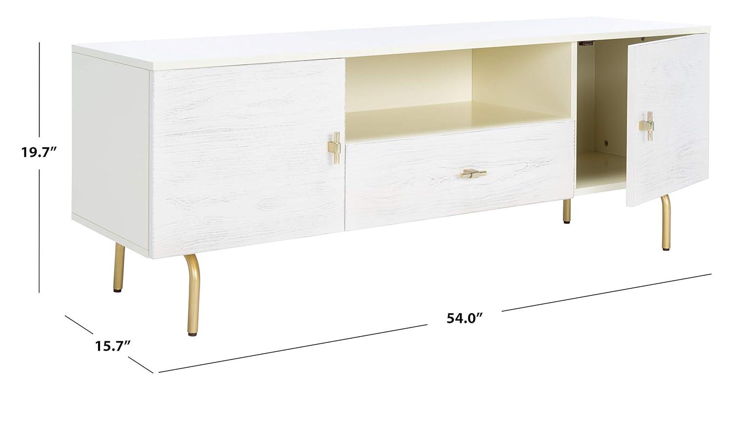 Genevieve Media Stand - Cream/White Washed - Safavieh
