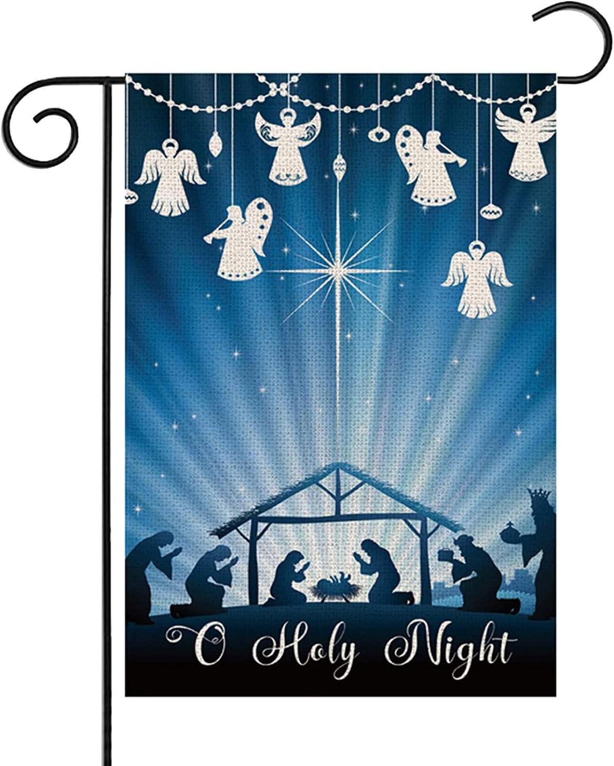 Christian Christmas Nativity Scene O Holy Night Garden Flags 12"x18" Double Sided Banner Decoration For Home Yard Lawn
