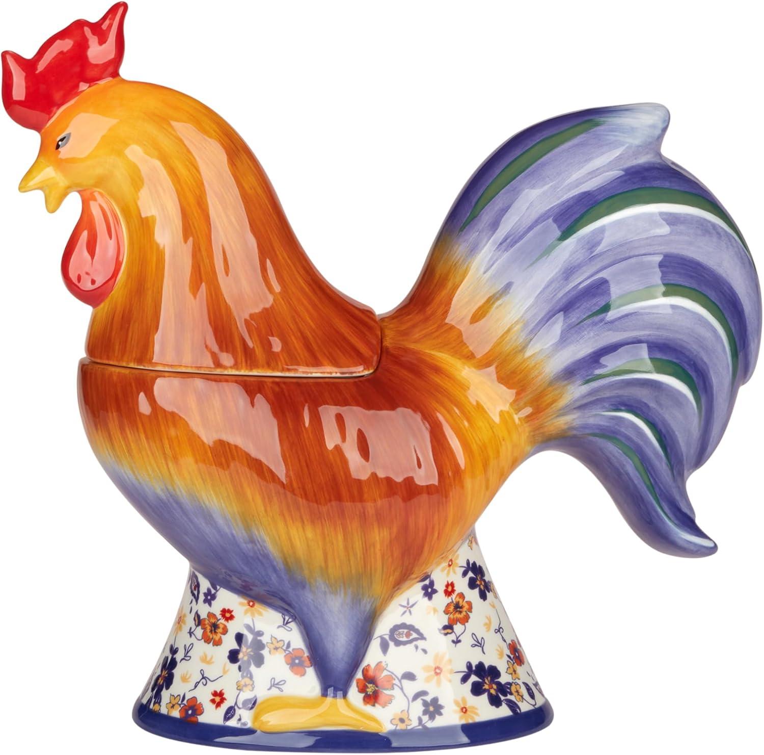 Certified International Morning Rooster 3-D Rooster Cookie Jar 12.25in x 5.75in x 11.5in 48 oz