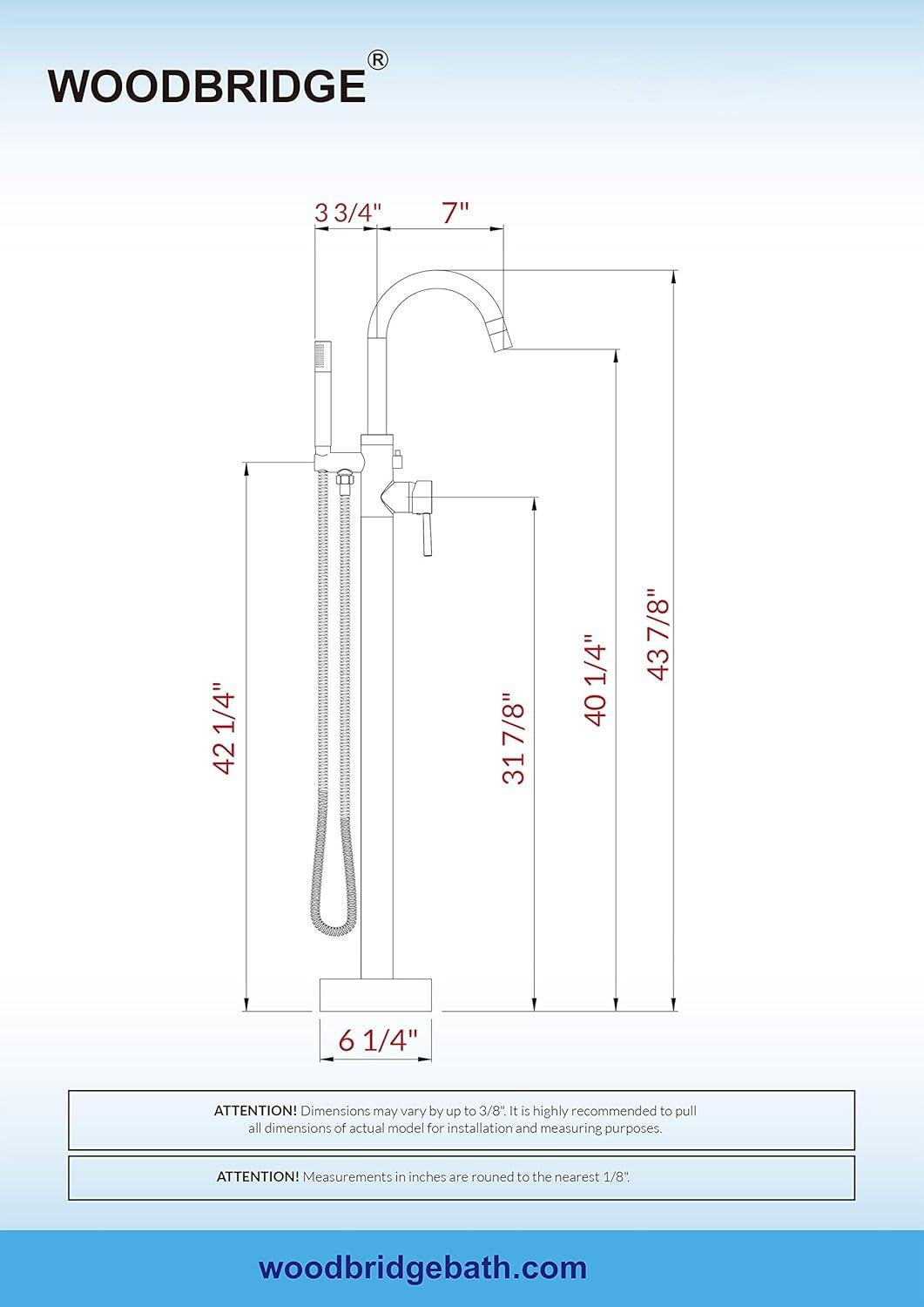WoodBridge Cove 1 Handle Bathroom Freestanding Tub Filler with Diverter F0010ORBVT