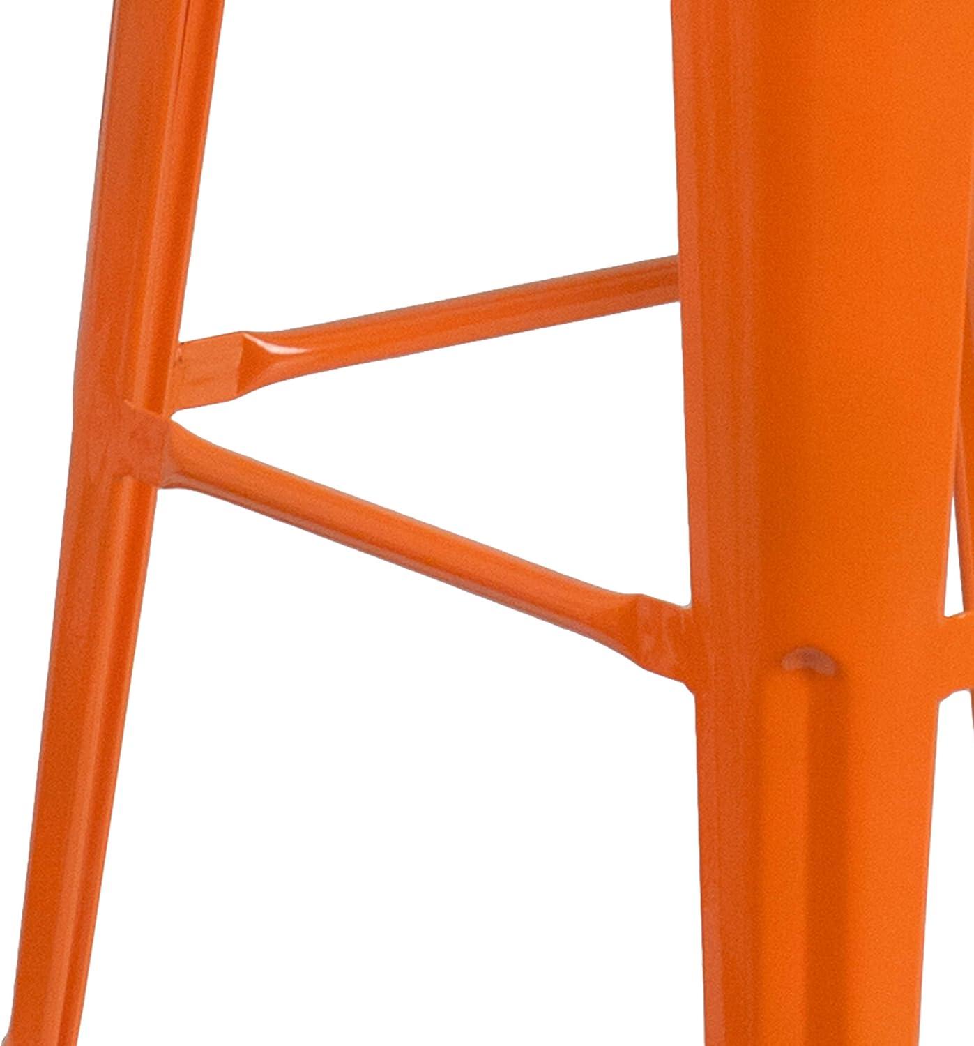 Flash Furniture Margherite 30" High Backless Metal Barstool with Square Wood Seat