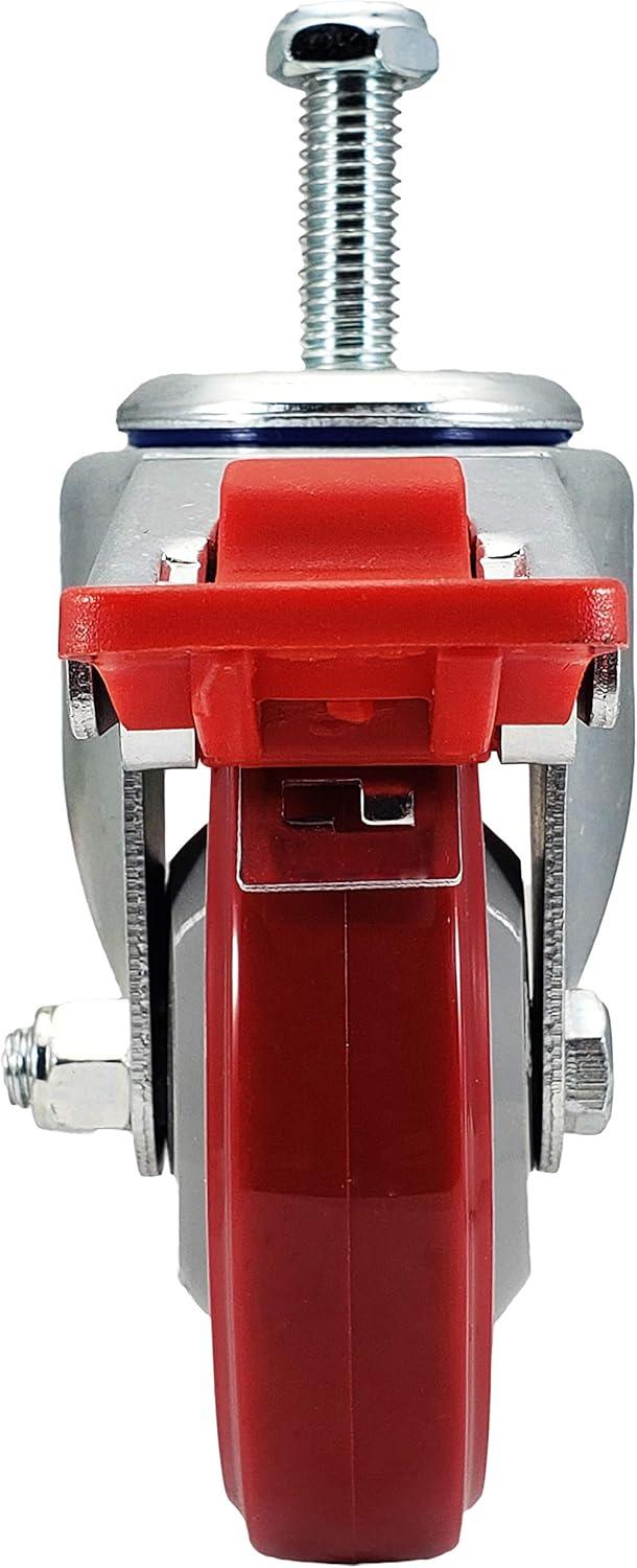 4 Inch Red Polyurethane Total Lock Caster Set of 4