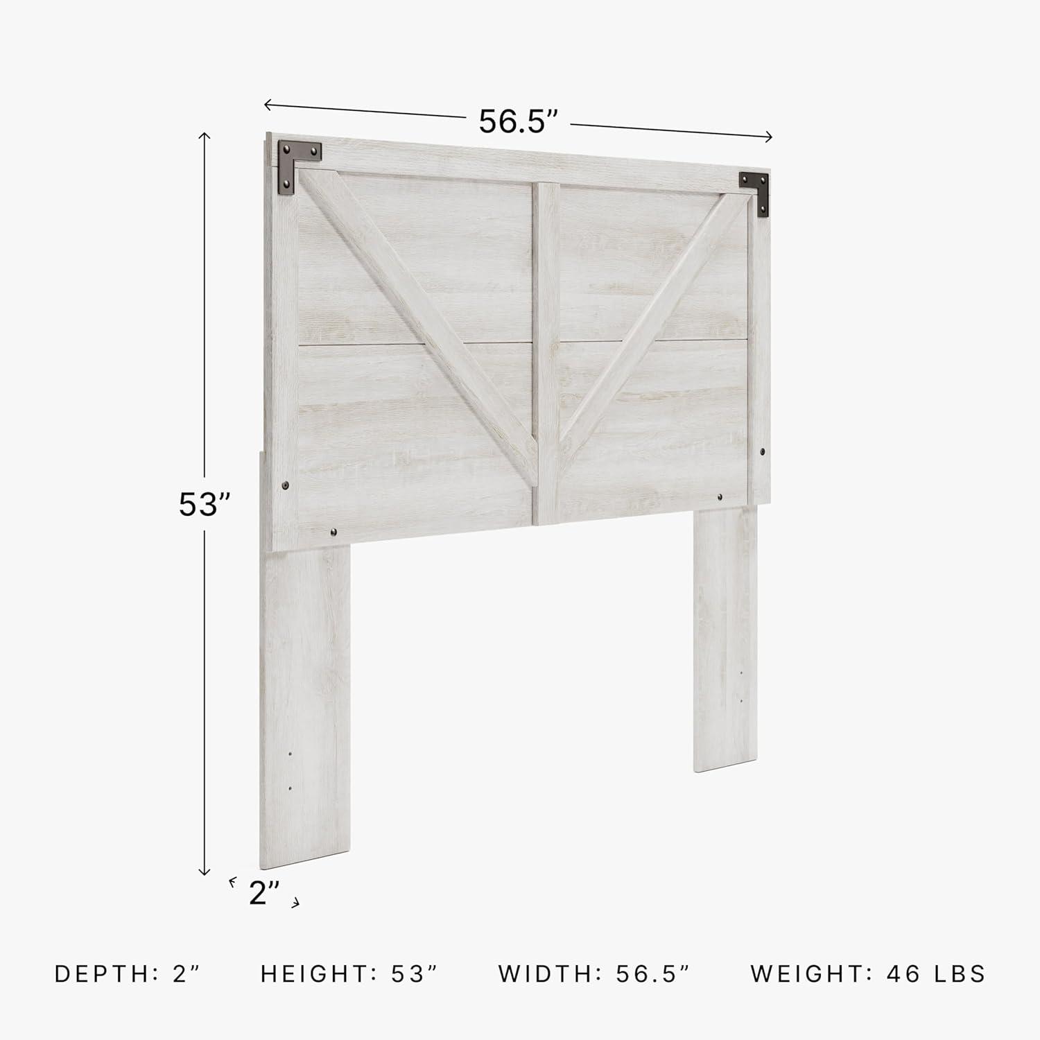 Full Shawburn Panel Headboard White/Dark Gray: Crossbuck Detail, Wood Frame - Signature Design by Ashley