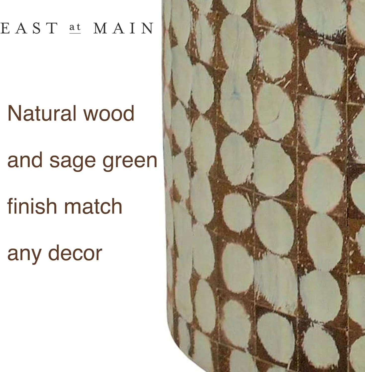 Sage Green Round Coconut Shell Mosaic Wood Side Table