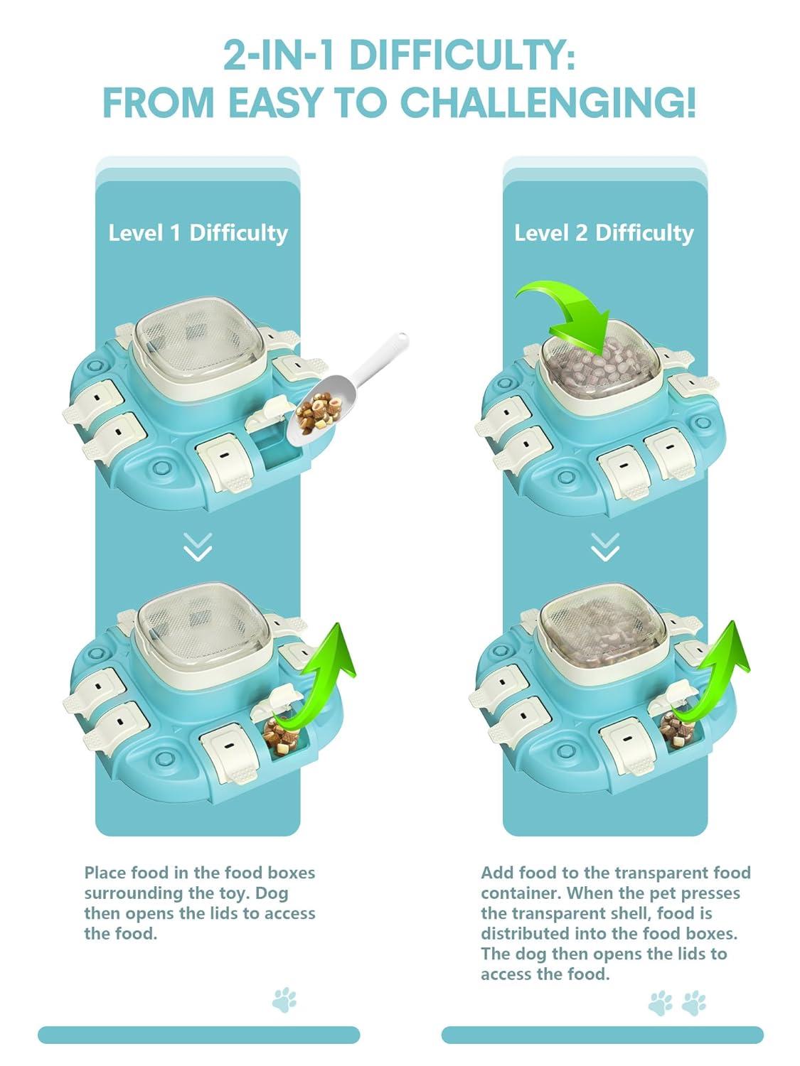 Dog Puzzle Toy - Puzzle Toys for Dogs 2 Levels, Dog Treat Puzzles Toys for IQ Training & Brain Stimulation, Dog Slow Feeder as Gifts for Puppies, Cats, Dogs