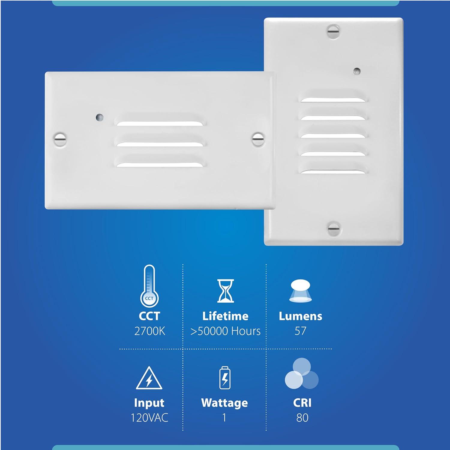 STP2 Series White LED Hardwire Stair Light Louvered with Dusk to Dawn Sensor