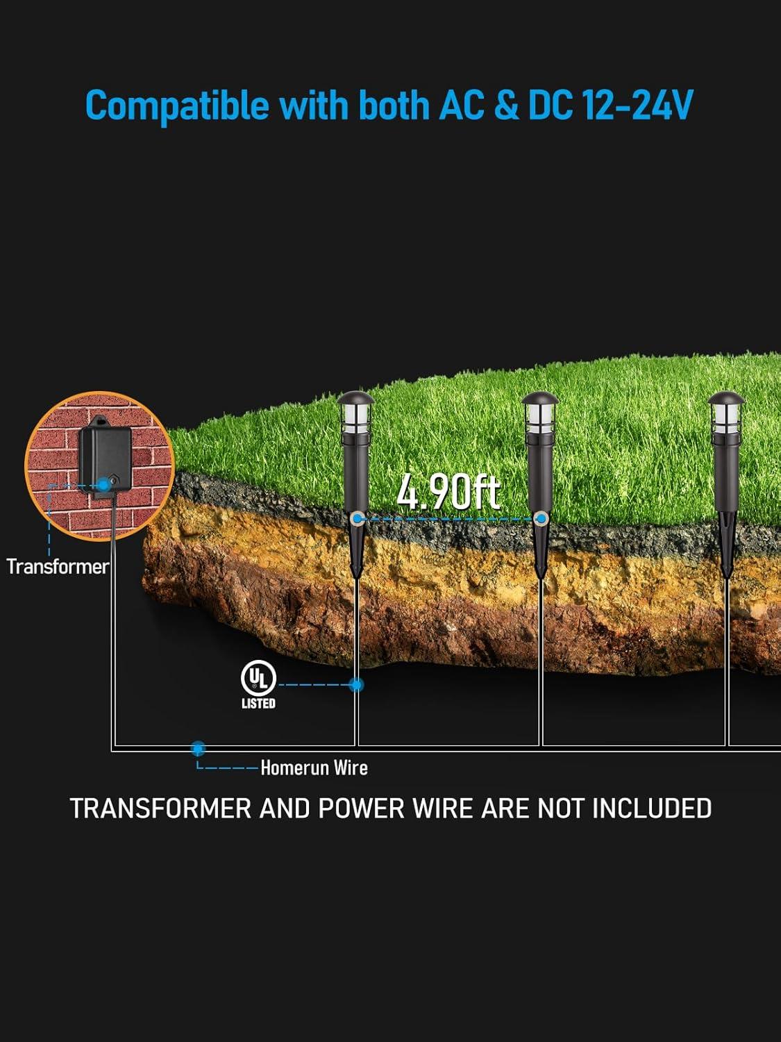 LEONLITE 8-Pack Low Voltage Landscape Lights Pathway, 3W 12V LED Path Lights, CRI90+, IP65 Waterproof Walkway Light, ETL Listed, Oil Rubbed Bronze Aluminum Housing, 3000K Warm White