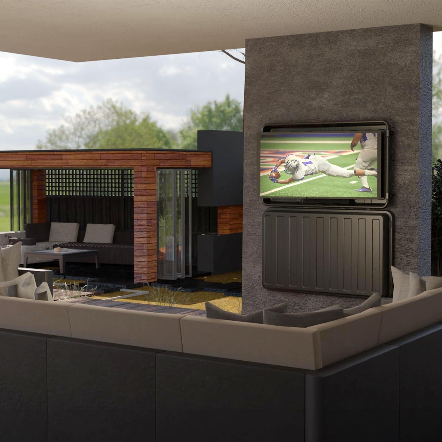 Black ABS Plastic Full-Motion Outdoor TV Enclosure with Wall Mount