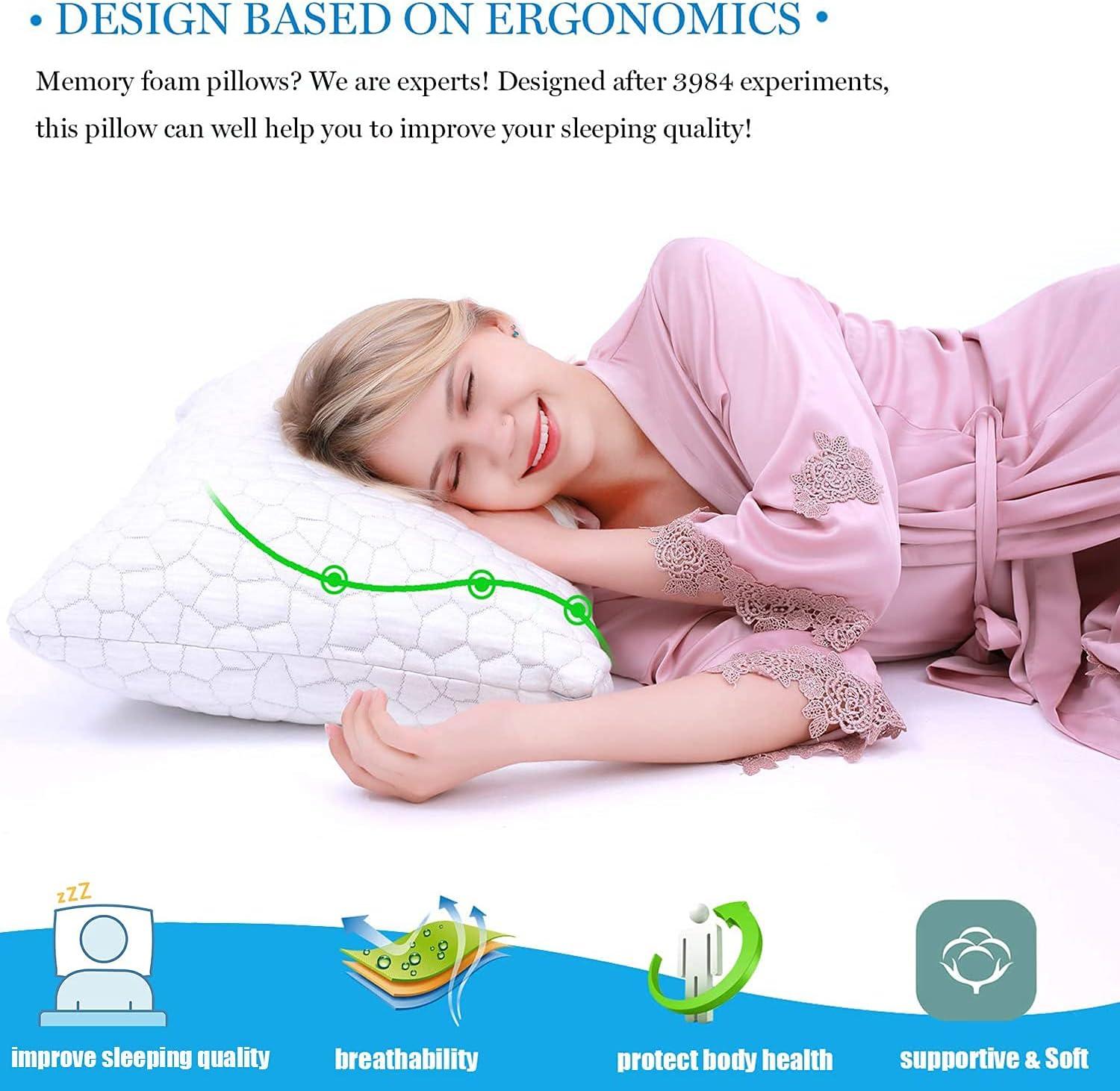 Alwyn Home Set Of 2 Cooling Shredded Memory Foam Pillows For Sleeping, Pillow Cooling Gel Pillows For Hot Sleepers Cool Pillow For Side Back Sleeper, Neck Pain Relief Adjustable Gel Bed Pillow For Hot Sleepers