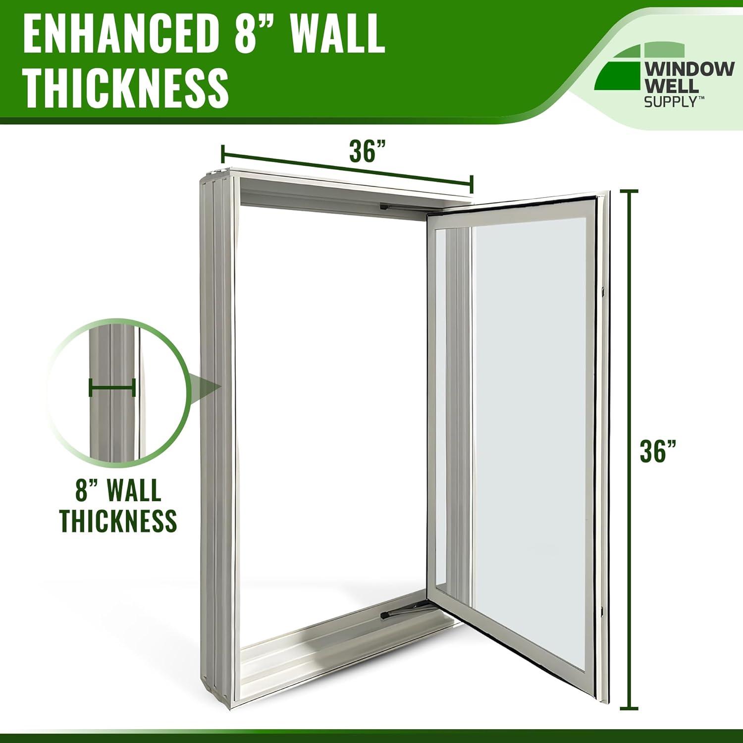 White Vinyl 36" x 36" In-Swing Casement Egress Window