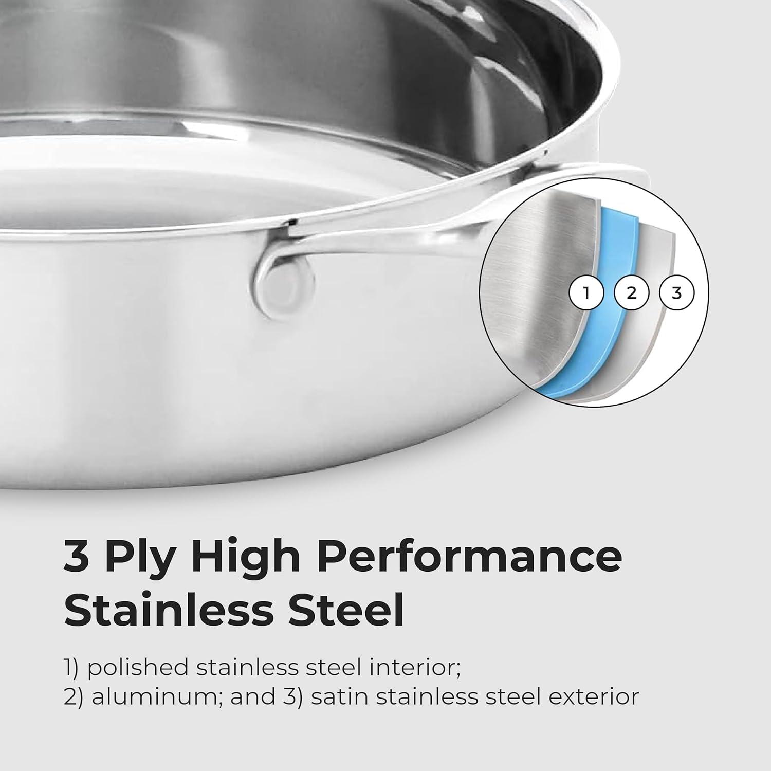 Frieling 4.5 Quarts Non-Stick Stainless Steel Saute Pan with Lid
