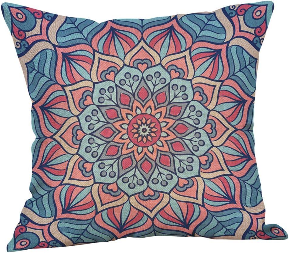 Jartinle Set of 4 Retro Floral Mandala Compass Medallion Bohemian Pillow Covers Boho Decor Hippie Throw Pillows Decorative for Sofa Couch 18 x 18