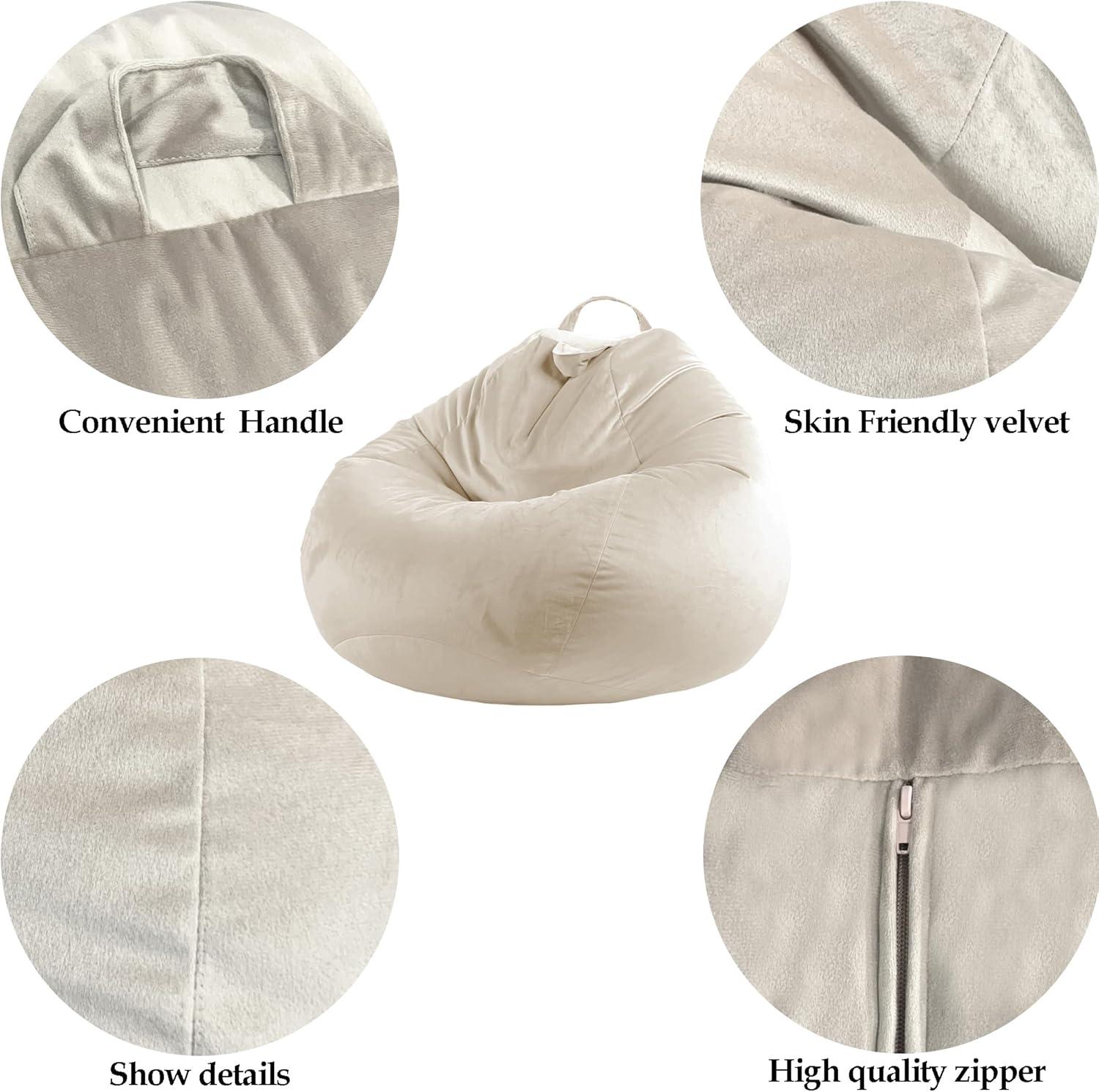 LPMOERA Stuffed Animal Storage Bean Bag Chair Cover (No Filler) for Kids and Adults.Pets Dogs/Cats Lazy Beds.Soft Premium Corduroy Stuffable Bean Bag for Organizing Children Plush Toys or Memory Foam