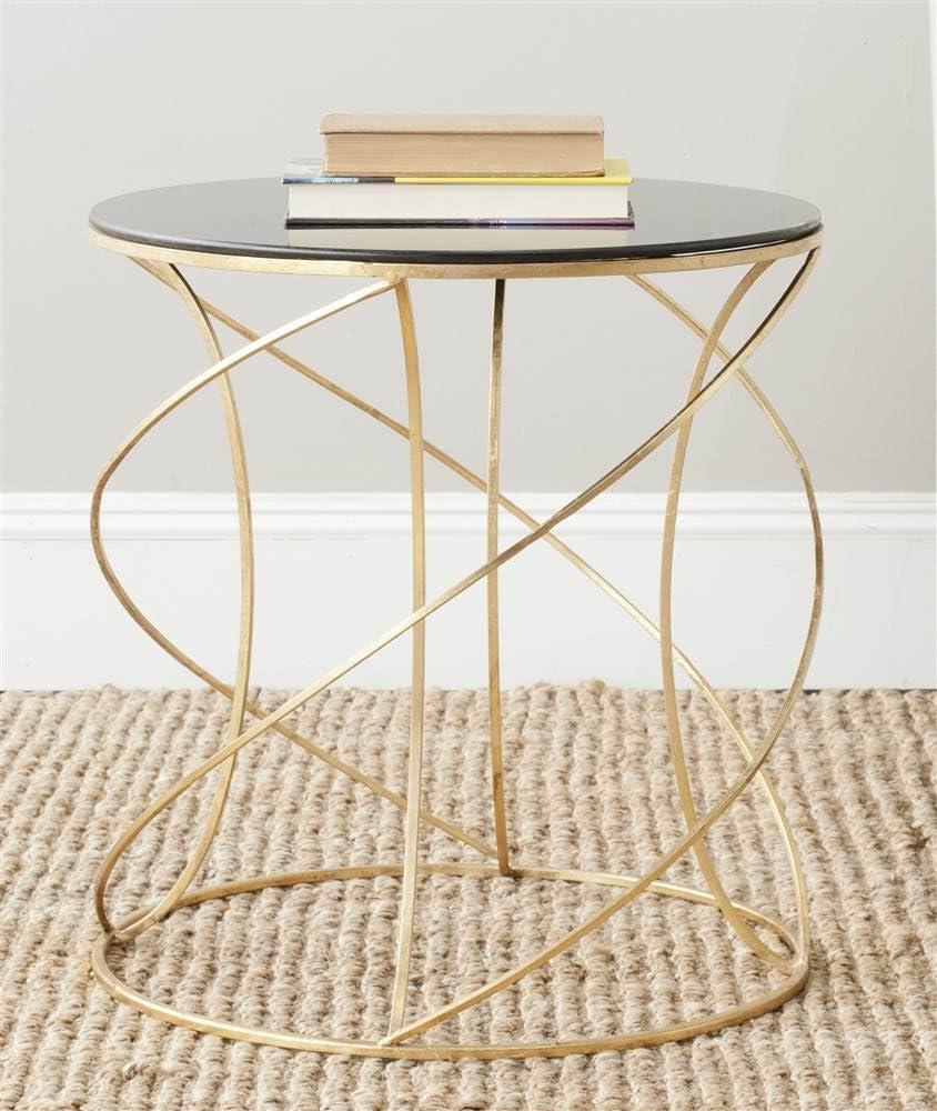 Cagney Accent Table - Gold/Black Glass - Safavieh.