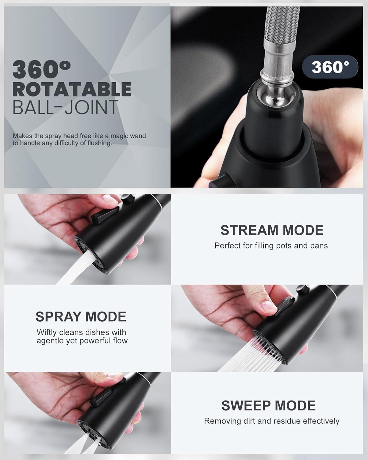 ARCORA ARCORA Stainless Steel  Single Handle Pull-Down Sprayer Kitchen Faucet Set with Touchless Sensor AR7100301B-DC