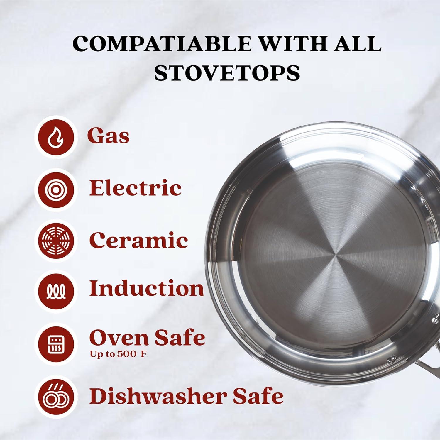 Alva Alva Chef Premium Stainless Steel Tri-Ply Frying Pan