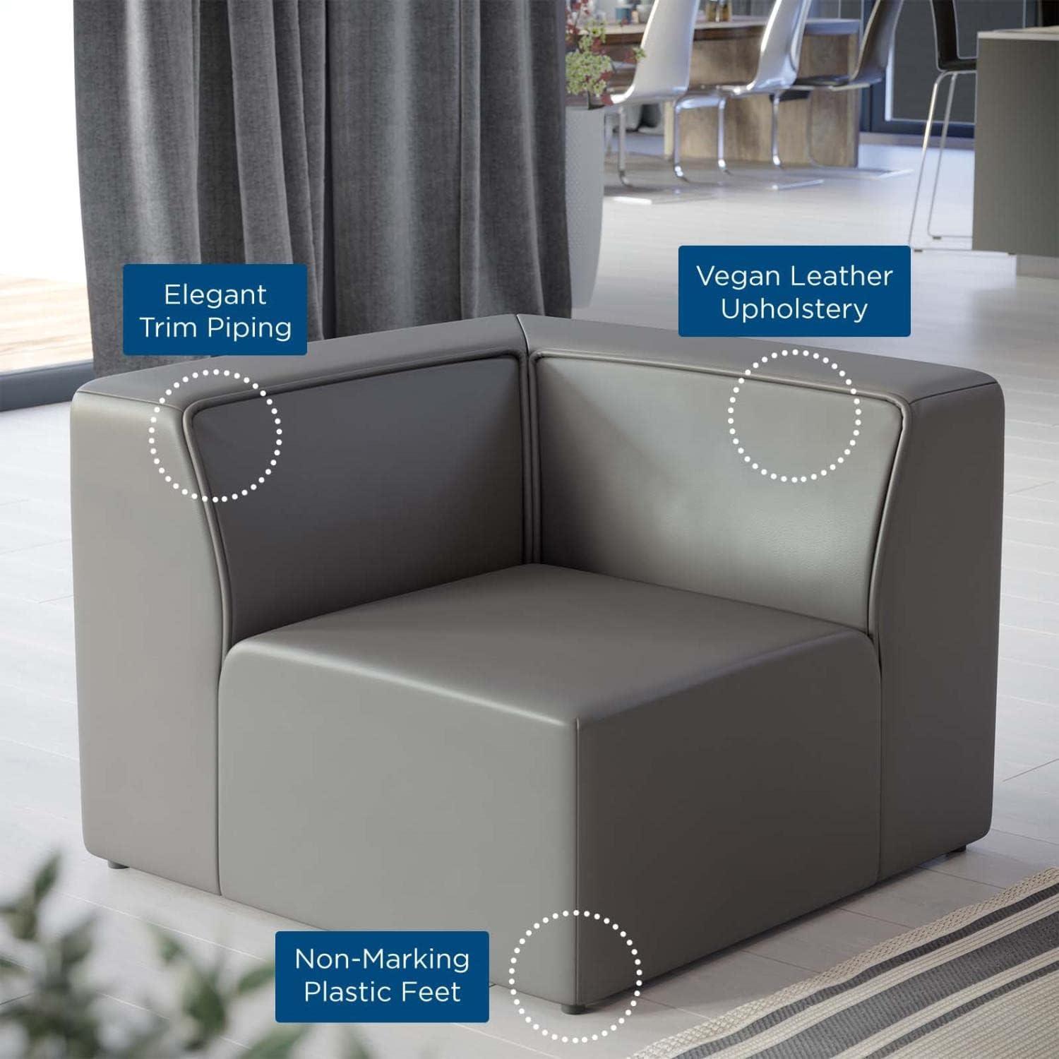 Mingle Vegan Leather Corner Chair Gray - Modway