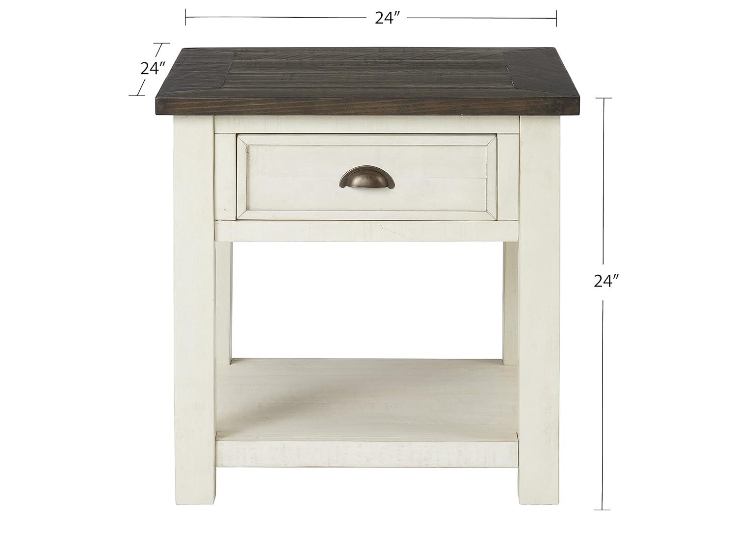 Martin Svensson Home Monterey End Table, Cream White and Brown