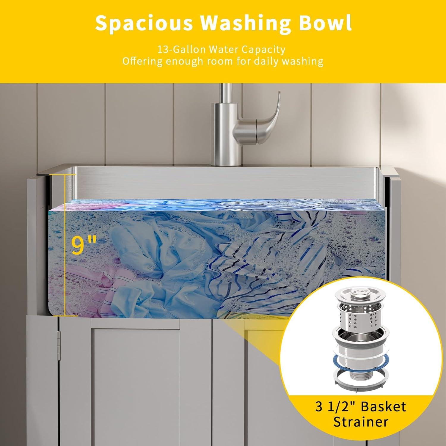 Ktaxon Gray Stainless Steel 72.6 lb Utility Sink