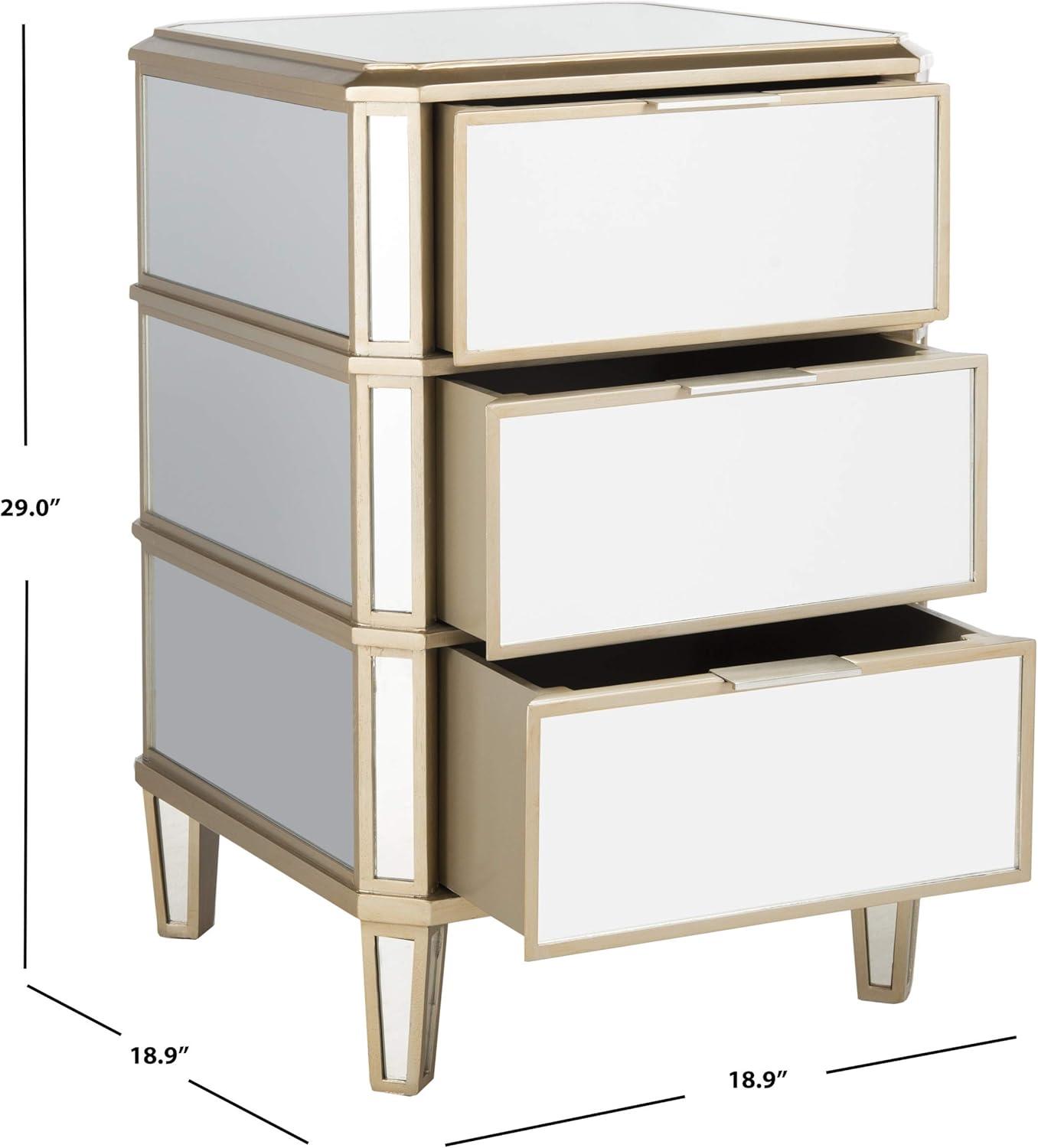 Giana 3 Drawer Mirrored Nightstand - Mirror - Safavieh.