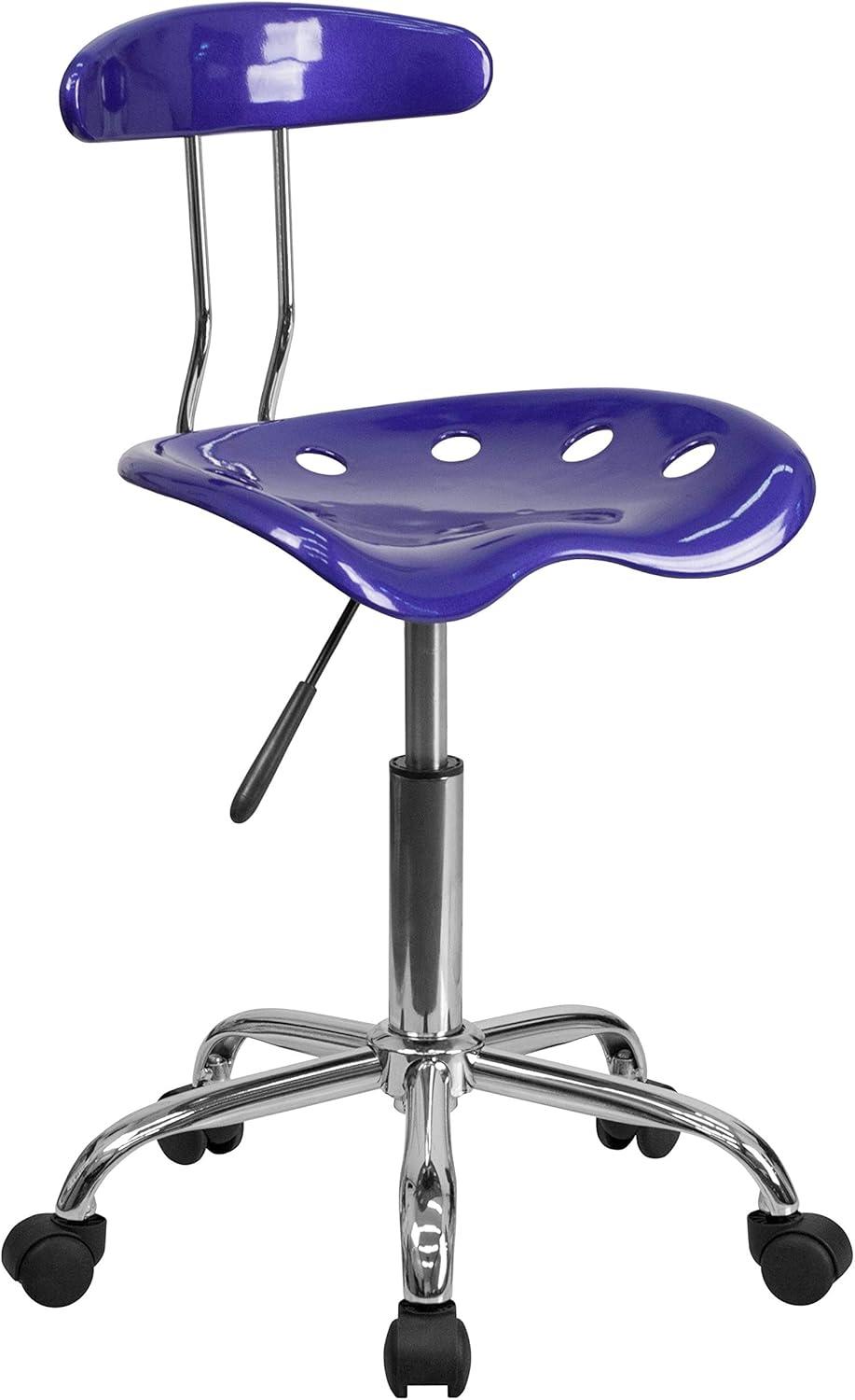 Elliott Vibrant Bright Blue Chrome Swivel Task Chair with Tractor Seat