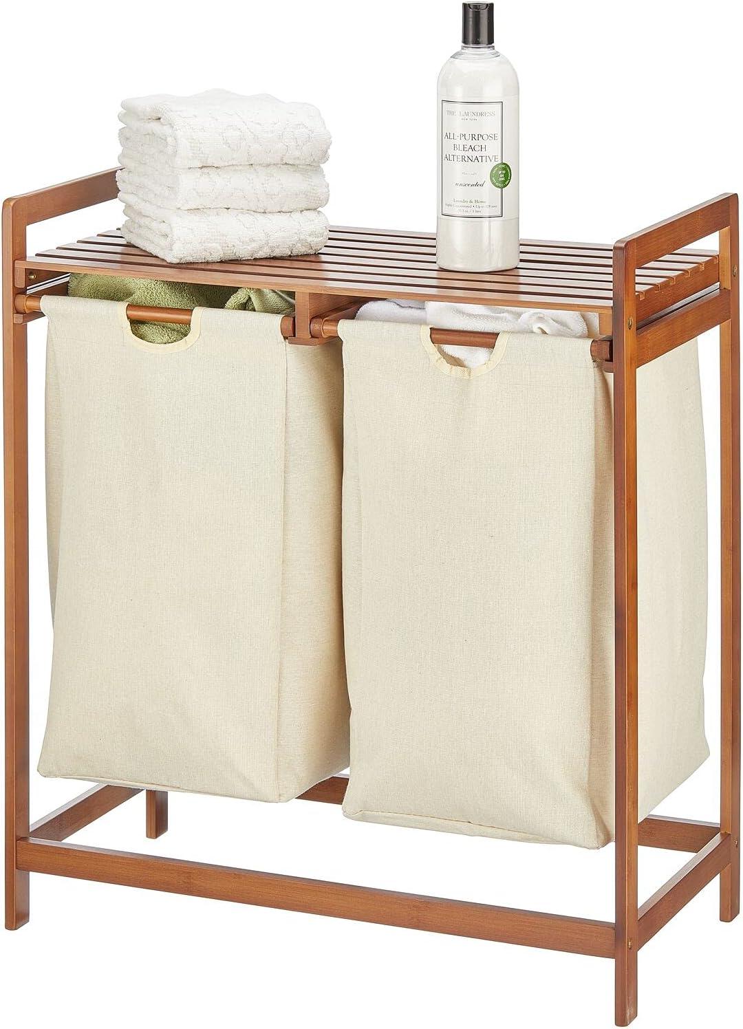 mDesign Versatile Dual Compartments Laundry Hampers, Vintage
