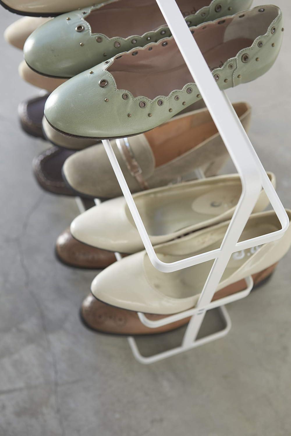 Compact Modern White Steel 3-Tier Shoe Rack