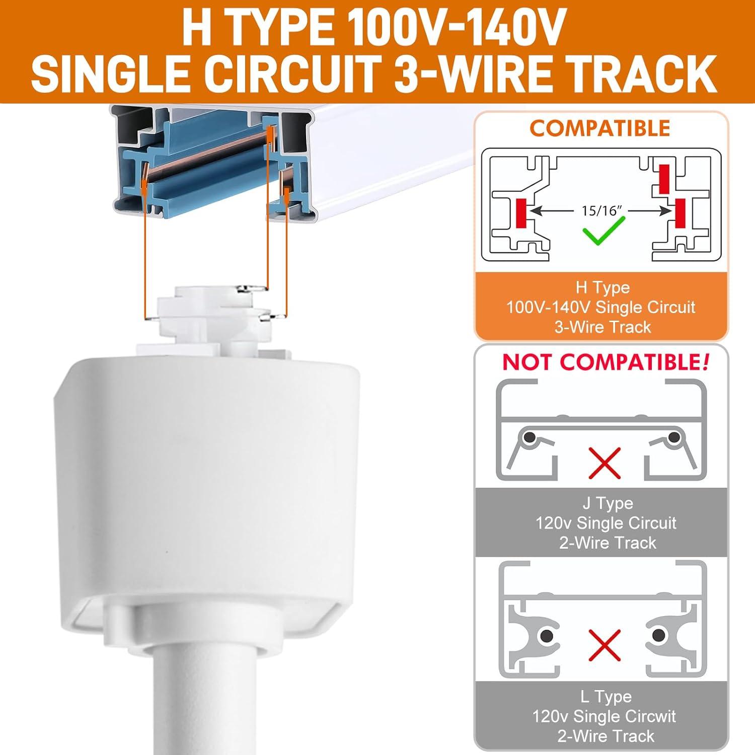 10W H Track Lighting Heads, Dimmable LED Track Lighting Heads Fixtures Bright 3000K Warm White Track Light Head for Accent Task Art, Flicker Free CRI90+ 24° 900lm (White, 4 Pack)