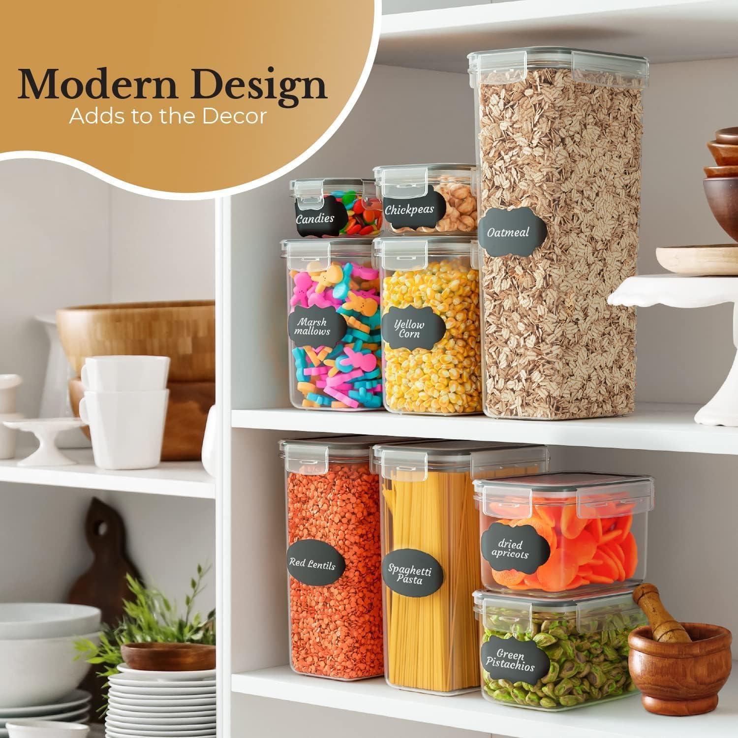 Chef's Path Ultra Large - 48 Pack Food Storage Containers | Kitchen and Pantry Organization Canisters for Cereal, Dry Food, Flour and Sugar, BPA Free, Includes 24 Labels