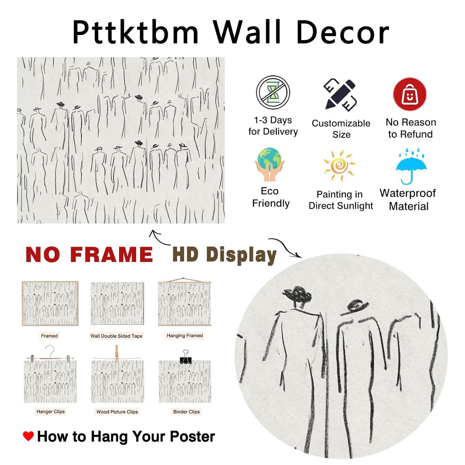 Abstract Figure Wall Art Vintage Sketch Prints Minimalist Painting Black and White Line Drawings Prints for Living Room Vintage Poster Sketch Figures Abstract Line Art Man Artwork 16x20inch No Frame