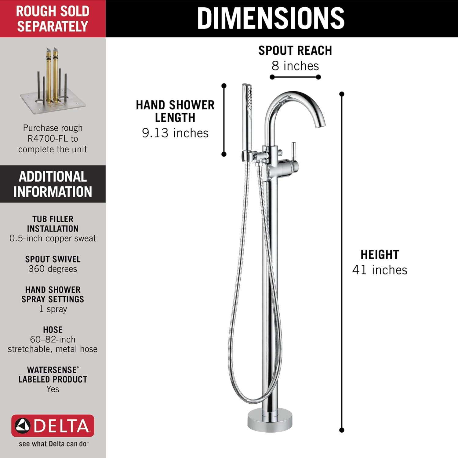 Trinsic Single Handle Floor Mounted Freestanding Tub Filler