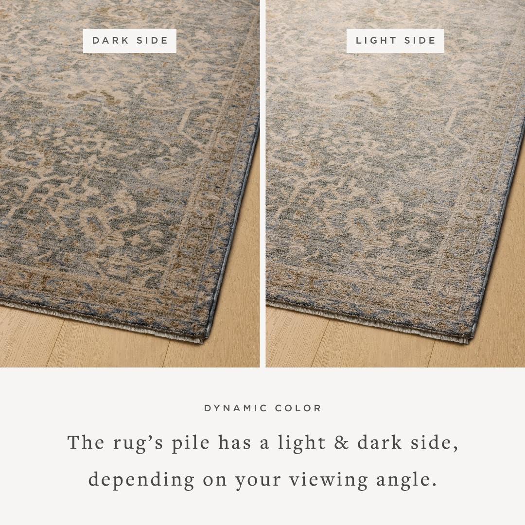 Junie I Rug Magnolia Home by Joanna Gaines x Loloi - Blue and Natural / 6'7" x 9'10"