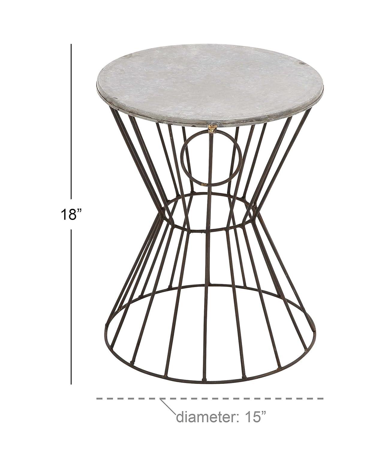 Metal Stool Patio Accent Table - Olivia & May: Round Iron Frame, No Assembly, Fade-Resistant