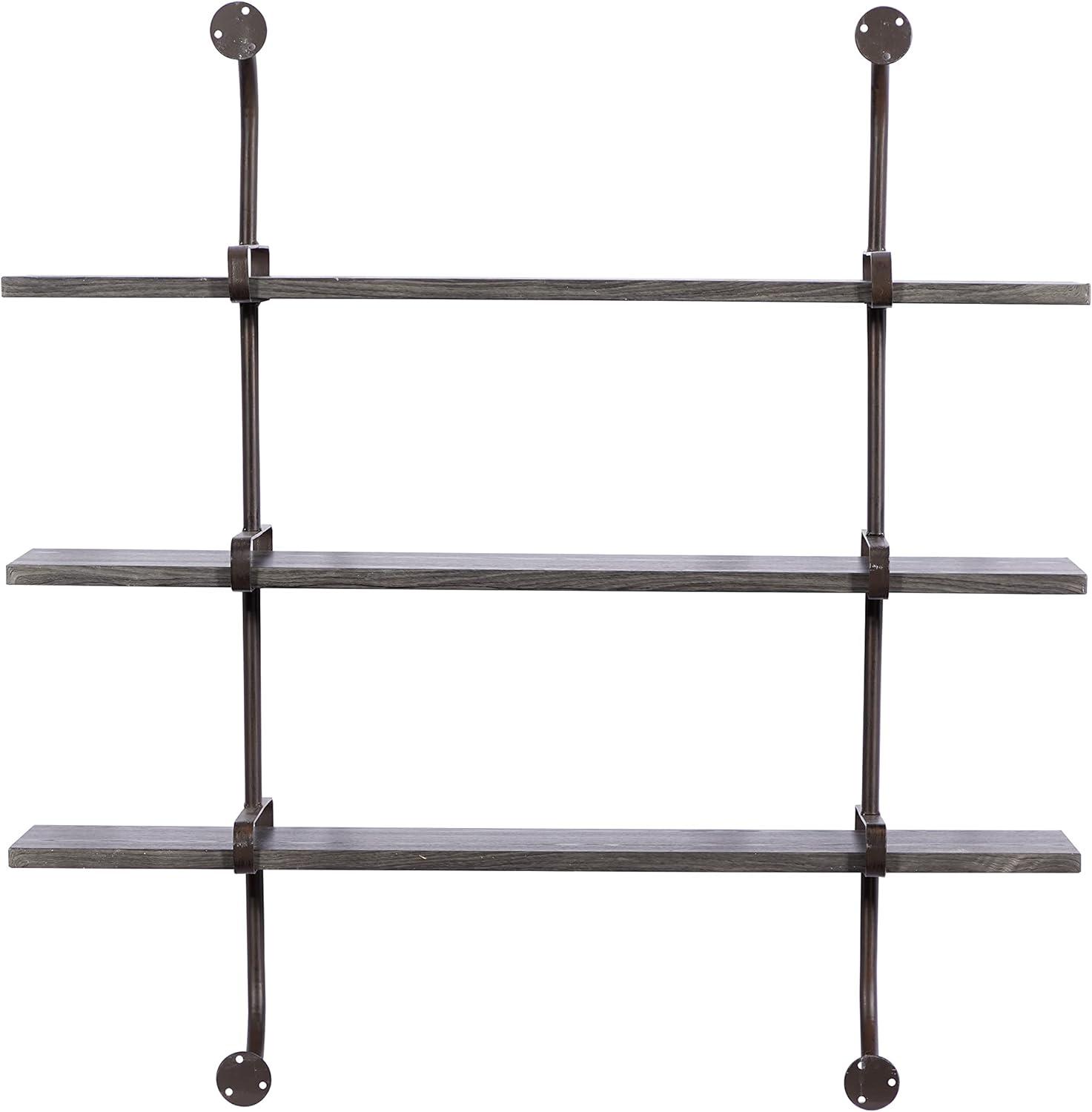 Sleek Gray 38" Industrial Wood Floating Wall Shelf