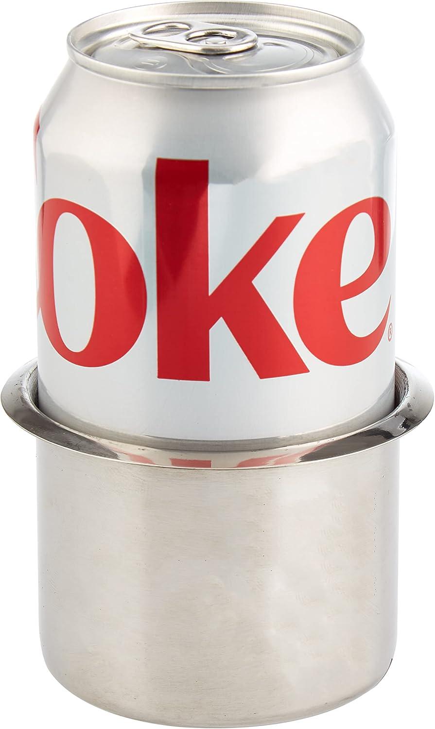 Brybelly Single Stainless Steel Cup Holder, Small - Silver Drop-in Anti-Spill Storage Solution or Replacement Item for Poker Table, Work Desk, Car, Custom Build & DIY Projects, Color-Chrome