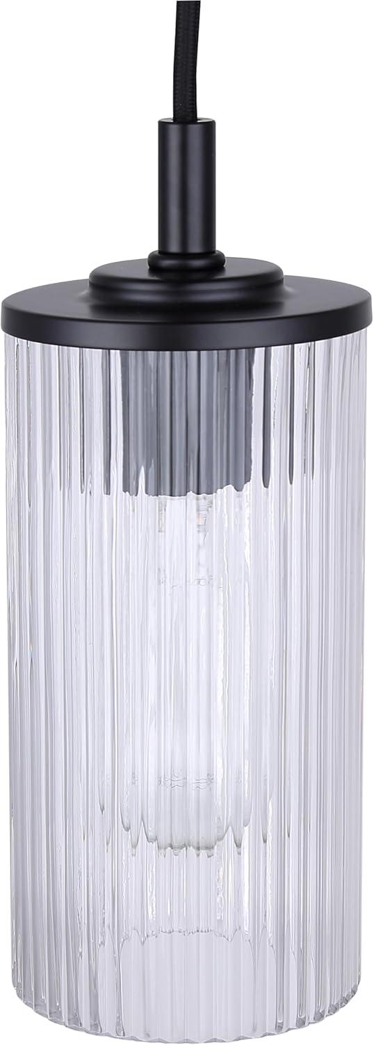 Matte Black and Clear Glass 12.5-60.5" Adjustable Pendant Light