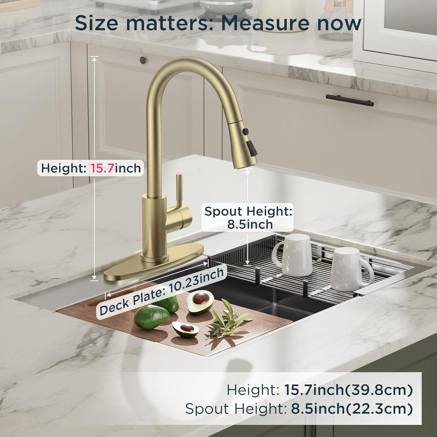 GAGALIFE Single Handle Pull Down Sprayer Kitchen Faucet High Arc Stainless Steel Faucet with 3-Function Sprayer JJL-CL-PT-SDP-G