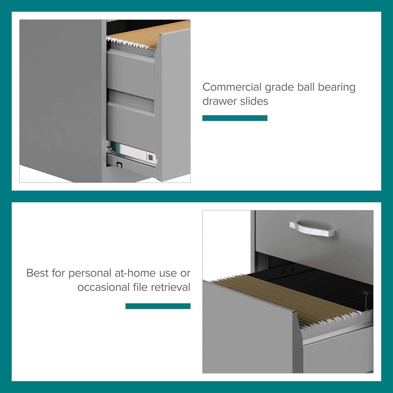 Space Solutions 18" Deep 3 Drawer Mobile Letter Width Vertical File Cabinet, Silver