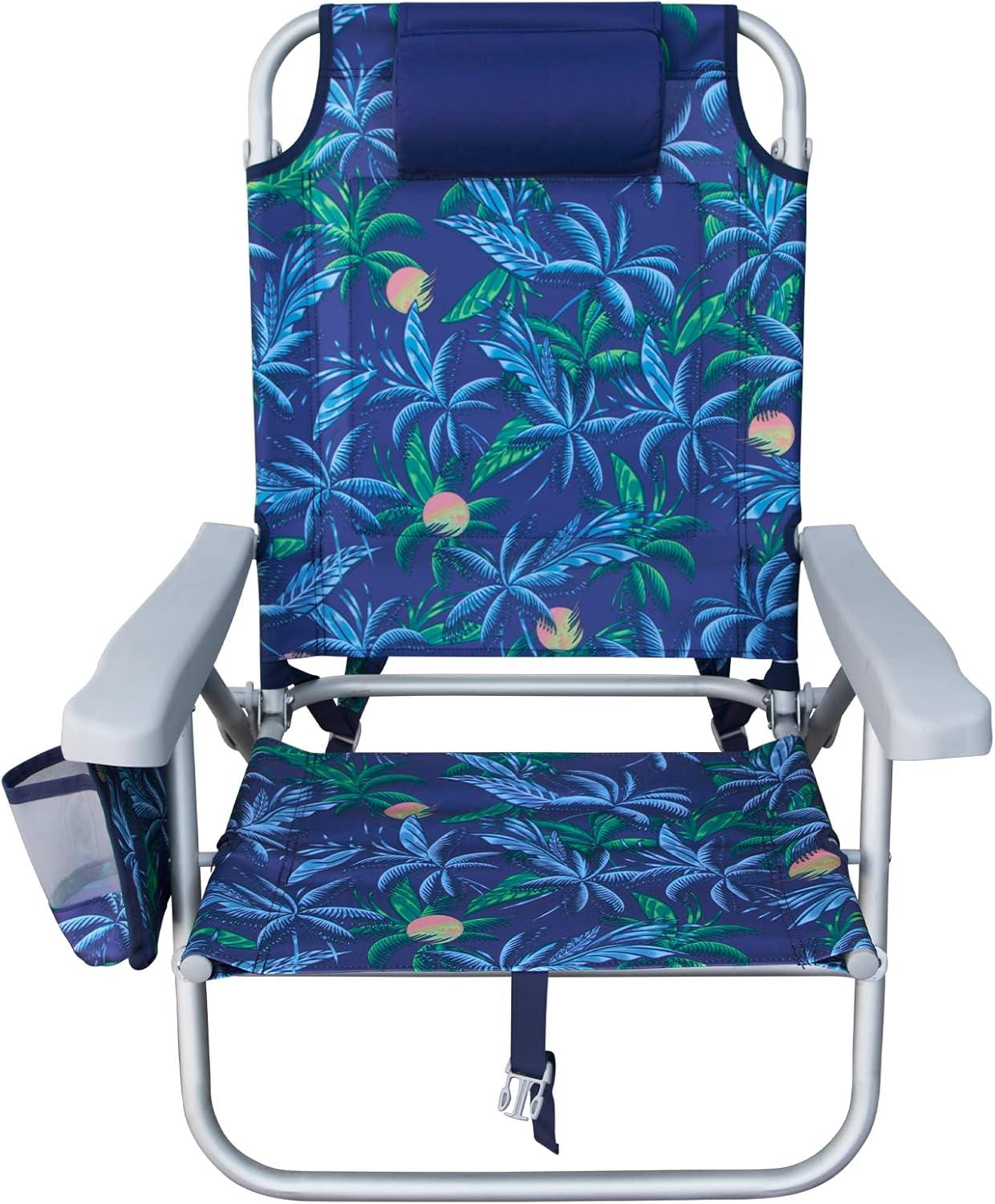 E-Z UP CHHRDLXPMBL Hurley Deluxe Backpack Beach Chair – Deluxe Palms Blue