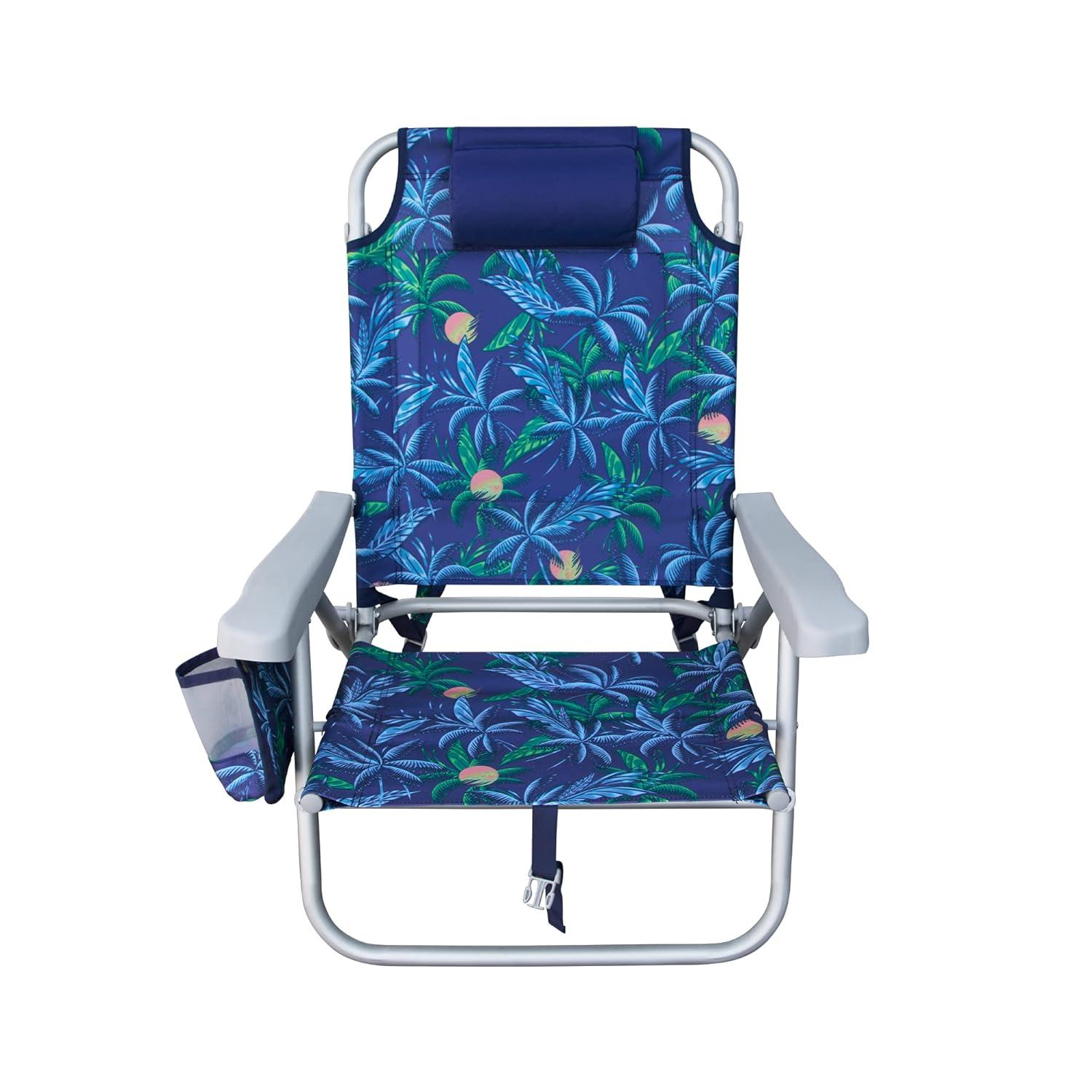 E-Z UP CHHRDLXPMBL Hurley Deluxe Backpack Beach Chair – Deluxe Palms Blue