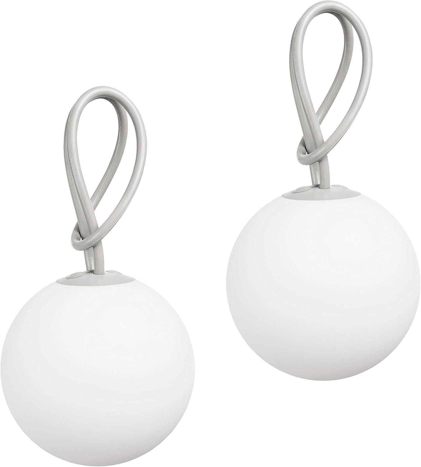 White and Taupe LED Globe Indoor/Outdoor Hanging Lamps