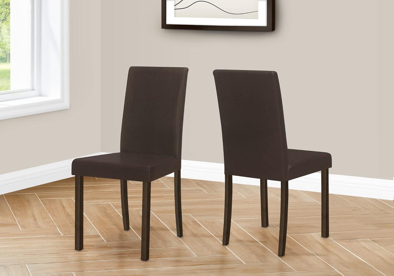 Monarch Specialties Dining Chair, Set Of 2, Side, Kitchen, Dining Room, Brown PU, 35.75" H, Indoor