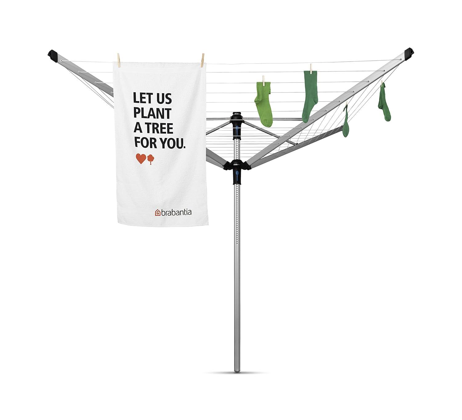 Brabantia Brabantia Lift-O-Matic Advance Outdoor Clothesline with Metal Ground Spike, Protective Cover and Peg Bag