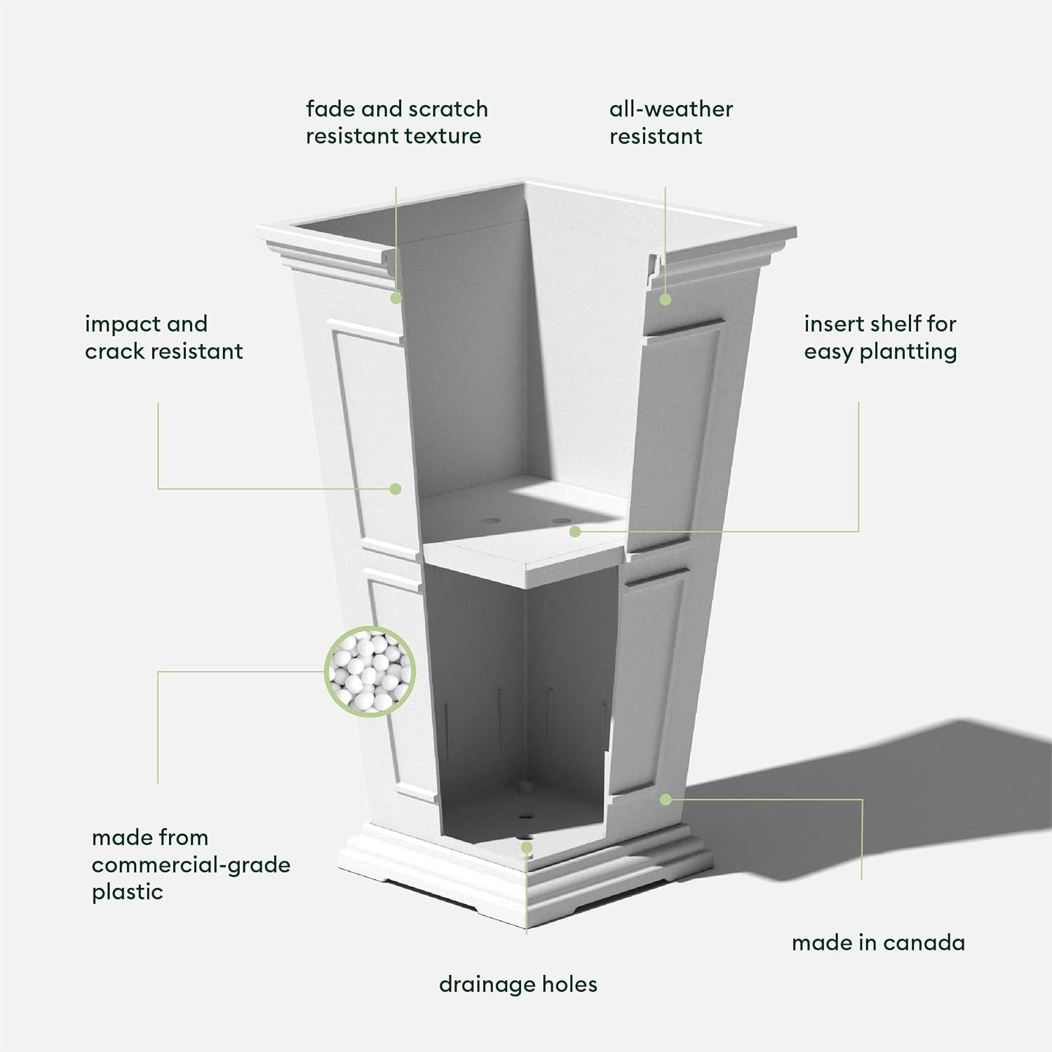 Veradek Brixton Tall 28" Plastic Planter - White
