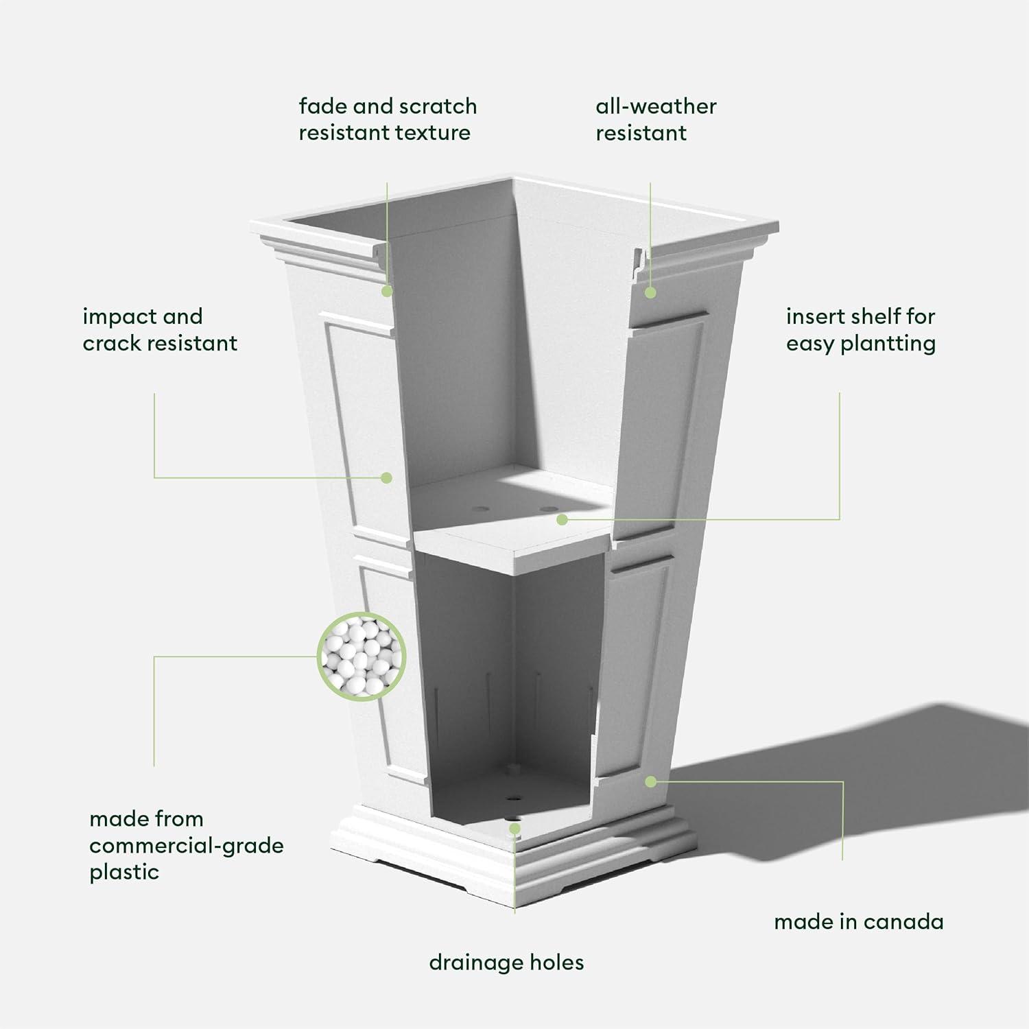 Veradek Brixton Tall 28" Plastic Planter - White
