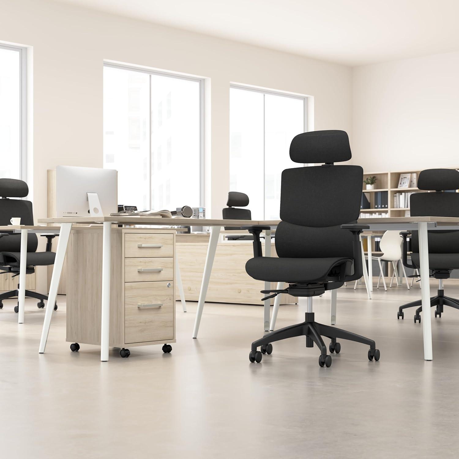 Bush Business Furniture Bush Business Furniture High Back Ergonomic Office Chair With Lumbar Support In Black Fabric, Adjustable Seating For Home And Professional Workspace